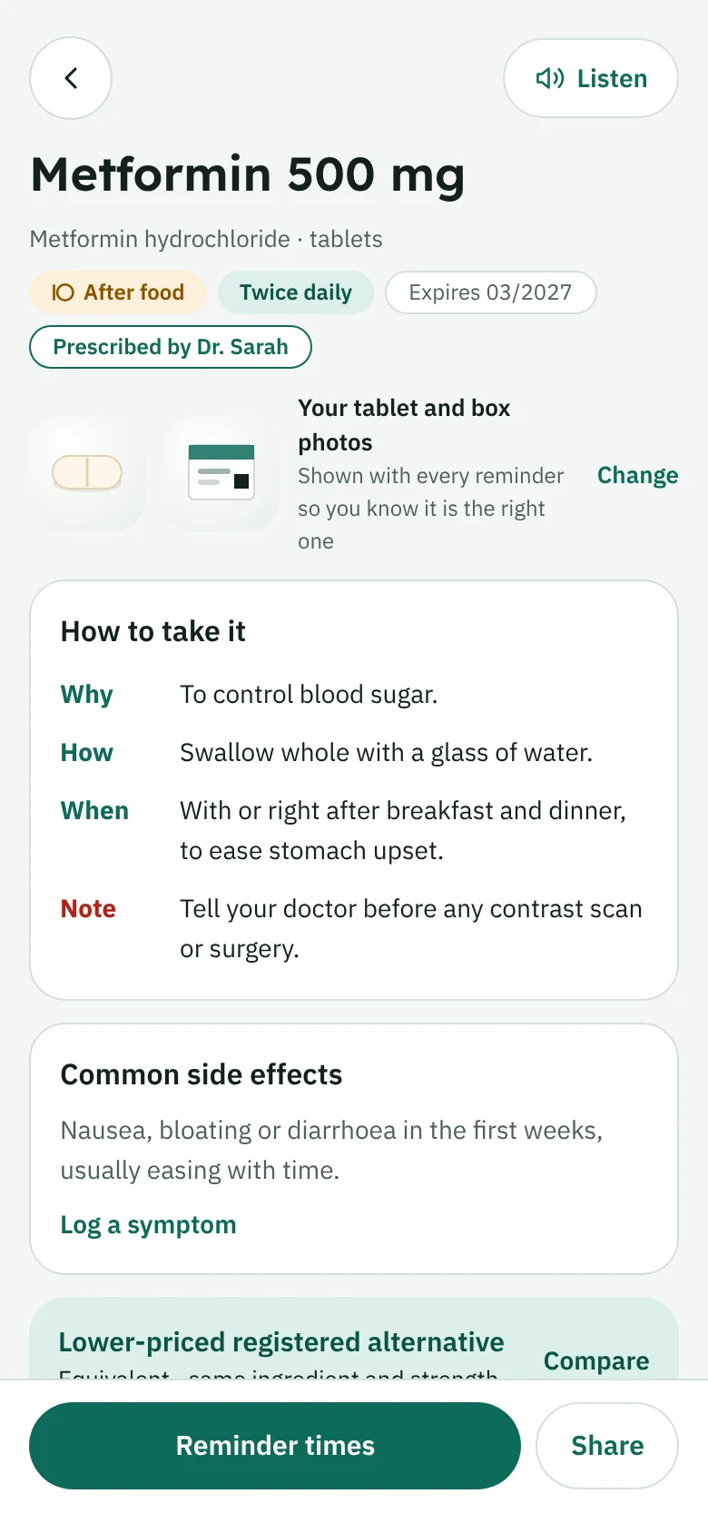 Medicine details: why, how and when