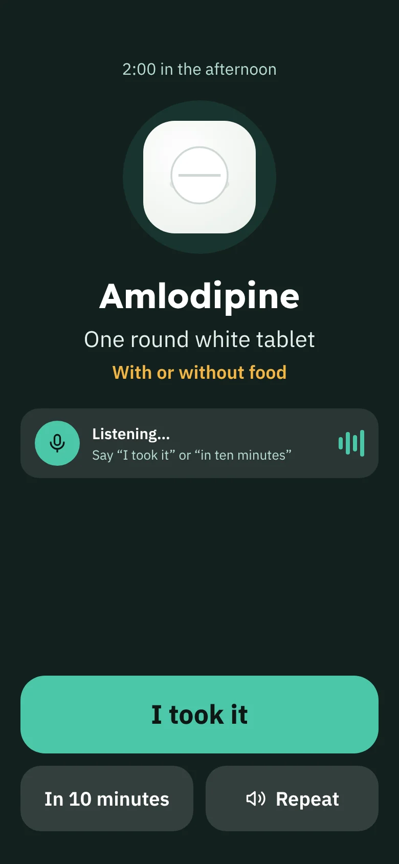 Voice reminder screen